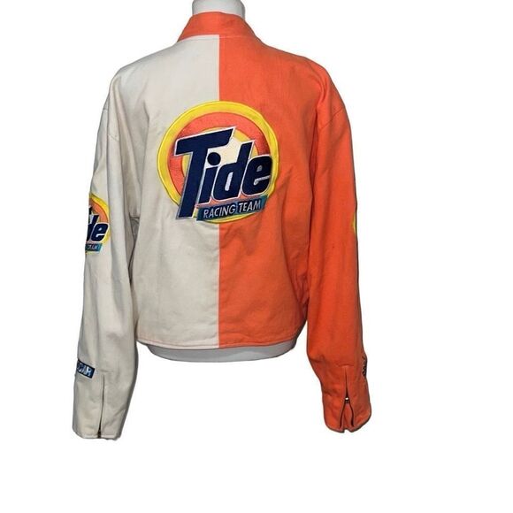 NASCAR Jeff Hamilton VTG Tide Embroidered Racing Coat Orange White Zip XL READ - Picture 5 of 15